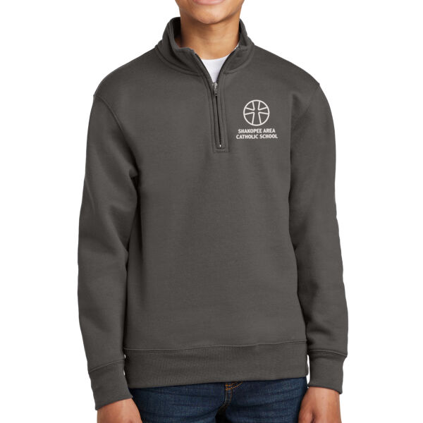 Port & Company ® Youth Core Fleece 1/4-Zip Pullover Sweatshirt - Embroidered Logo Thumbnail