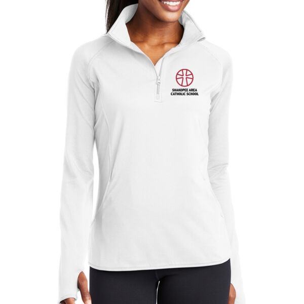 Sport-Tek® Ladies Sport-Wick® Stretch 1/4-Zip Pullover - Embroidered Logo Thumbnail